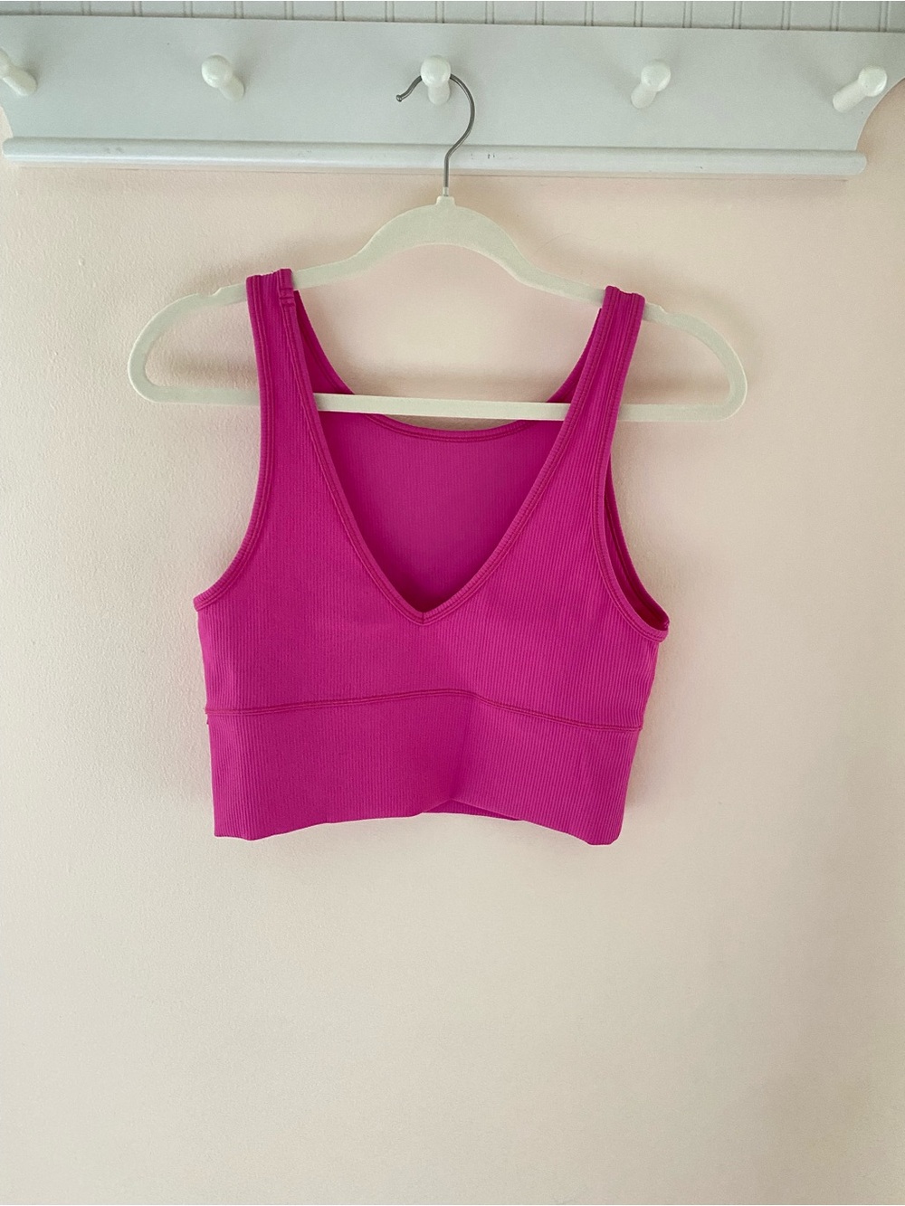 lululemon athletica  Pink Ribbed V-Neck Tank Top